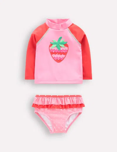 Boden Babies' Frilly Rash Vest Setbubblegum Pink Strawberry Girls