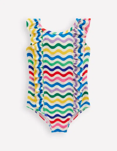 Boden Babies' Frilly Swimsuitmulti Small Wave Girls  In Animal Print