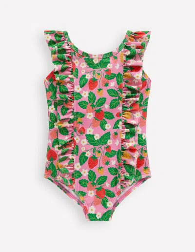 Boden Babies' Frilly Swimsuitpink Strawberry Patch Girls  In Multi