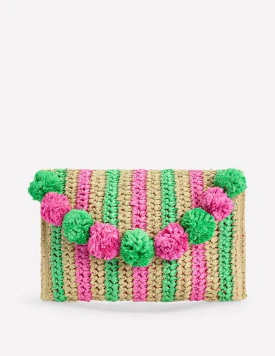 Boden Fringe Raffia Clutchpink/green Women