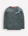 Boden T-shirt Mit Druck Auf Vorder- Und Rückseite-rauchgrau Karosserie