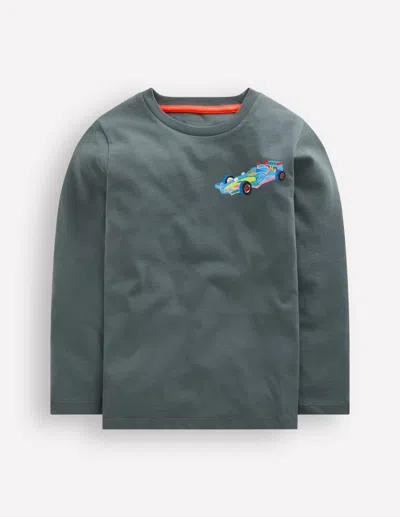 Boden Kids' T-shirt Mit Druck Auf Vorder- Und Rückseite-rauchgrau Karosserie In Green