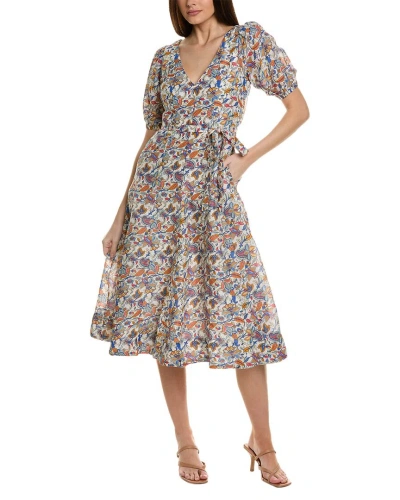 Boden Full Skirt Paneled Linen-blend Midi Dress In Multi