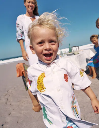 Boden Kids' Fun Cotton Shirtcampanula Jungle Embroidery Boys
