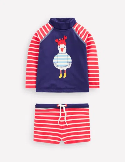 Boden Babies' Fun Rash Vest Setstarboard Blue Seagull Boys