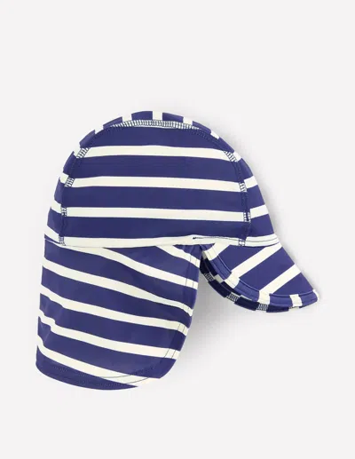 Boden Babies' Fun Sun Safe Hat Navy And Ivory Stripe Boys  In Blue
