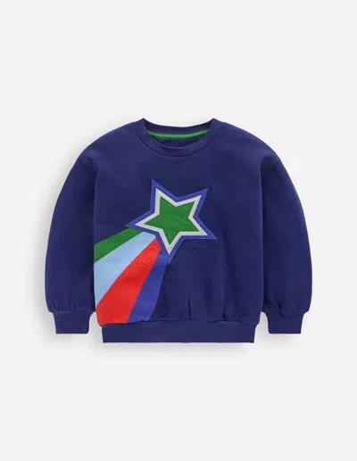 Boden Kids' Fun Sweatshirt Colourblock Stars  In Blue