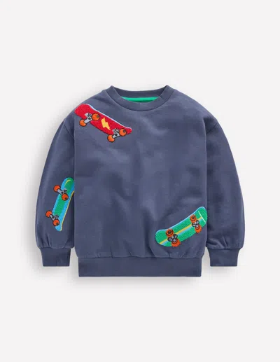 Boden Kids' Fun Sweatshirt Skateboards  In Blue