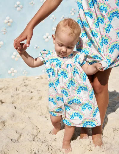 Boden Babies' Gathered Woven Dresscoconut Milk Rainbow Shells Girls