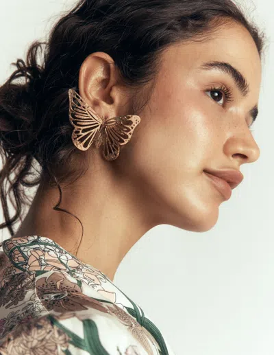Boden Gehämmerte Statement-ohrstecker-cameo In Rosa In Silver