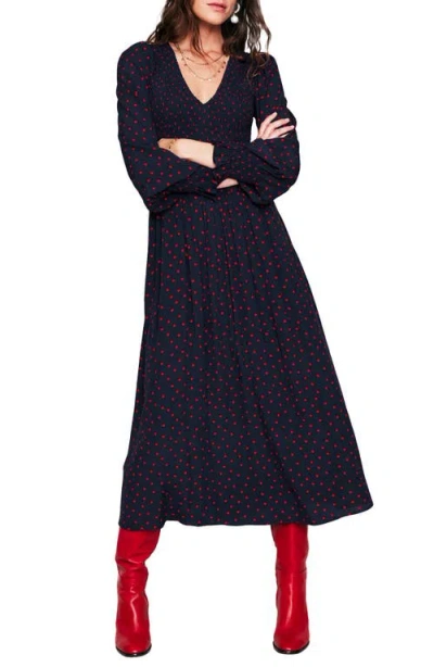 Boden Gemma Dot Long Sleeve Midi Dress In Red Abstract Dot