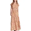 Boden Geo Print Cotton Tiered Maxi Dress In Brown