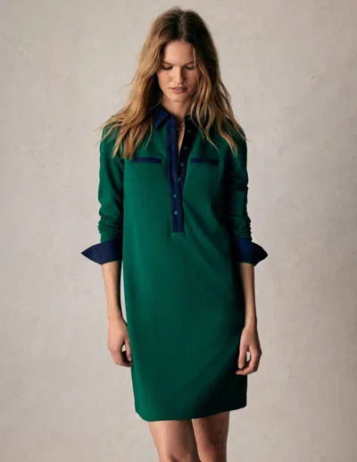 Boden Georgina Ponte Dress Green And Navy