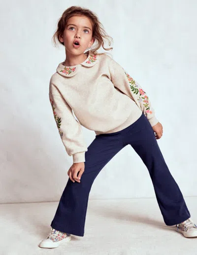 Boden Kids' Gerippte, Ausgestellte Leggings-schuluniform In Blau | Grösse 158 In Brown
