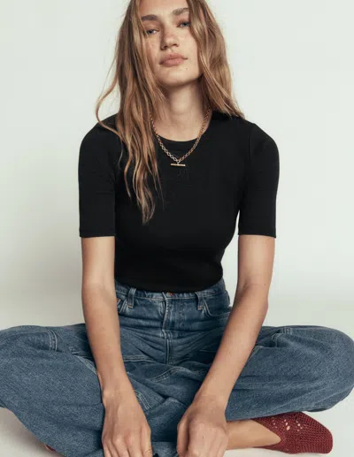 Boden Geripptes Baumwoll-t-shirt In Schwarz | Grösse 48 In Black