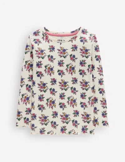 Boden Kids' Geripptes Langarmshirt In Weiss | Grösse 98 In Multi