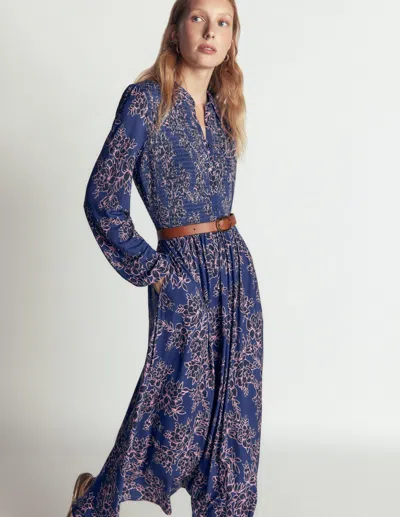 Boden Gesmoktes Jerseykleid In Blau | Grösse 30 In Multi