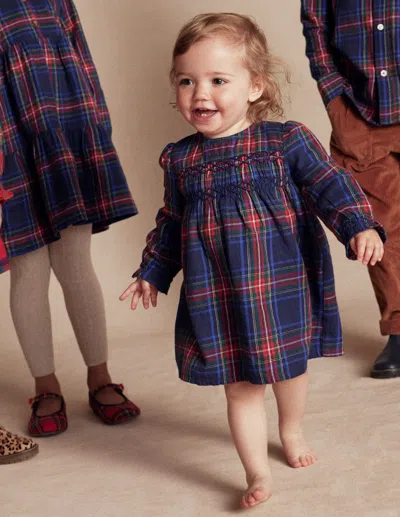 Boden Babies' Gesmoktes Kleid Für Besondere Anlässe-navy Kariert In Blue