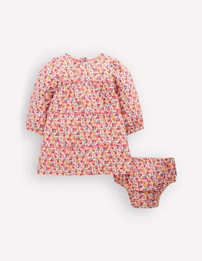 Boden Babies' Gestuftes Kleid Mit Zackenlitze In Rosa | Grösse 98 In Multi