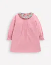 Boden Gewebtes Kleid Mit Rüschenausschnitt-animals/stripe In Pink