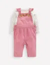 Boden Gewebtes Latzhosen-set-rosa Schleier Blumenstickerei In Pink