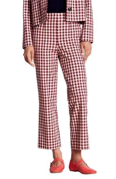 Boden Gingham Cotton Blend Smart Straight Leg Pants In Multi
