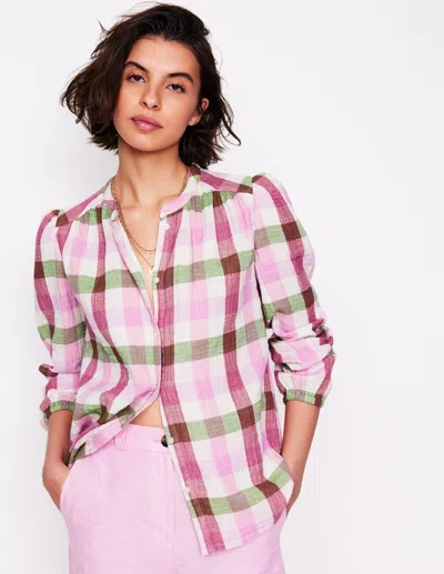 Boden Gingham Double Cloth Top Pink And Green Gingham Women  In Multi