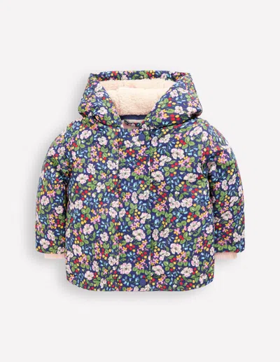 Boden Babies' Girls 3 In 1 Coat Twilight Berry Floral  In Multi