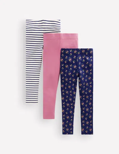 Boden Kids' Girls 3-pack Leggings In Blue | Size 2-3 Years In Multi