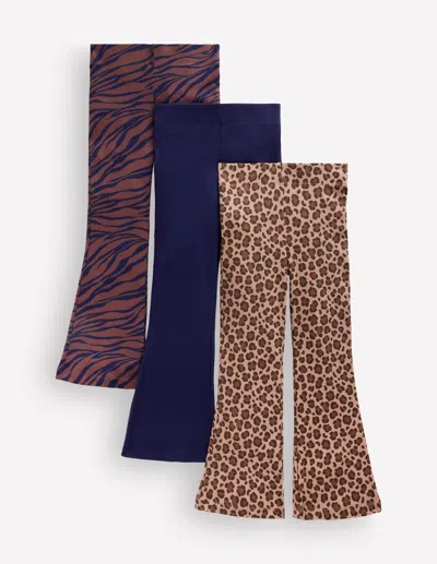 Boden Kids' Girls 3-pack Ribbed Flared Leggings | Size 2-3 Years In Multi