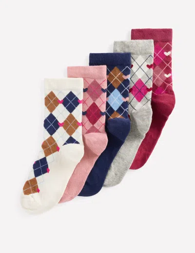 Boden Kids' Girls 5-pack Socks | Size 7-9.5 In Multi