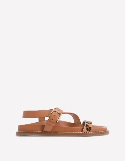 Boden Kids' Girls Asymmetric Cross Strap Sandals In Brown | Size 38