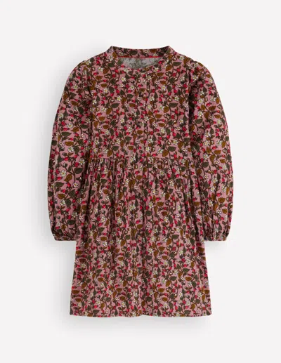Boden Kids' Girls Betsy Woven Puff Sleeve Dress In Pink | Size 2-3 Years In Brown