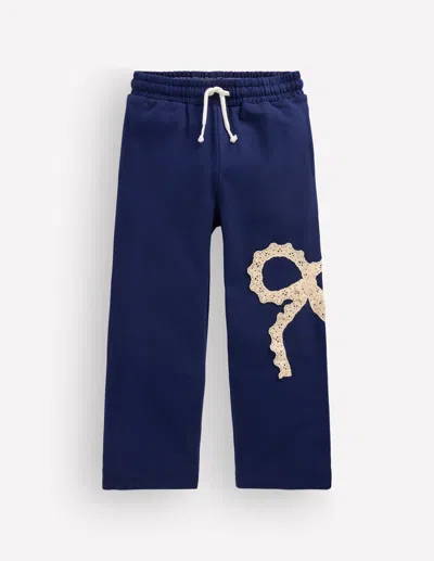 Boden Kids' Girls Bobbie Applique Joggers In Blue | Size 2-3 Years