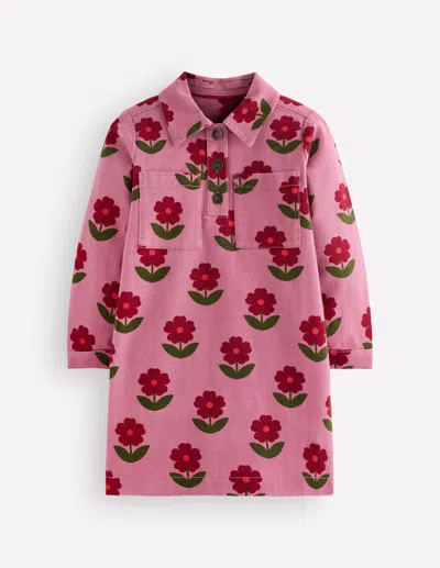 Boden Kids' Girls Collared Shirt Dress In Pink | Size 2-3 Years