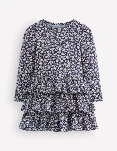 Boden Kids' Girls Cora Jersey Rara Dress In Blue | Size 2-3 Years In Multi