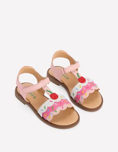 Boden Kids' Girls Fun Leather Sandals In Pink | Size 34
