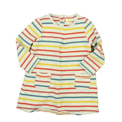 Pre-owned Boden Kids' Girls Gray Stripe Dress In Yellow