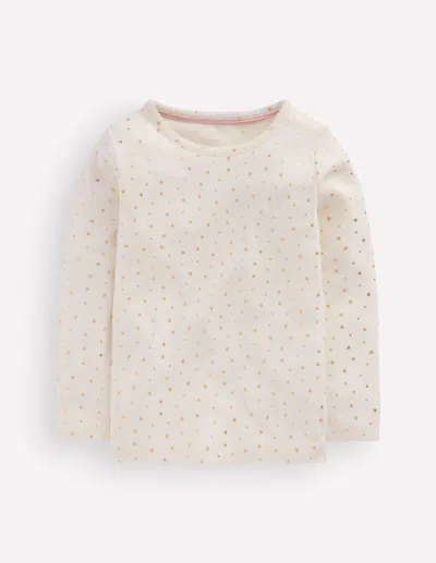 Boden Kids' Girls Long Sleeve Pointelle Top In Metallic | Size 2-3 Years In Multi