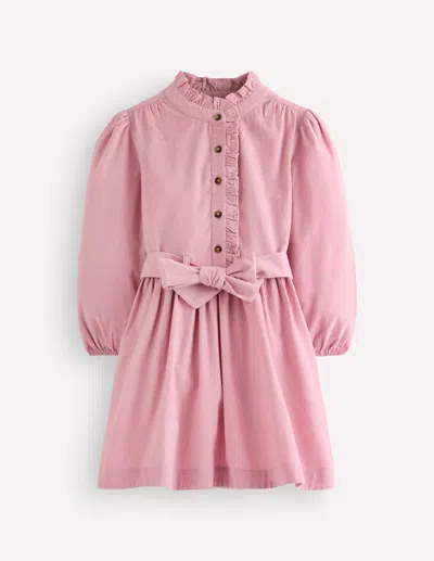 Boden Kids' Girls Maude Ruffle Shirt Dress In Pink | Size 2-3 Years