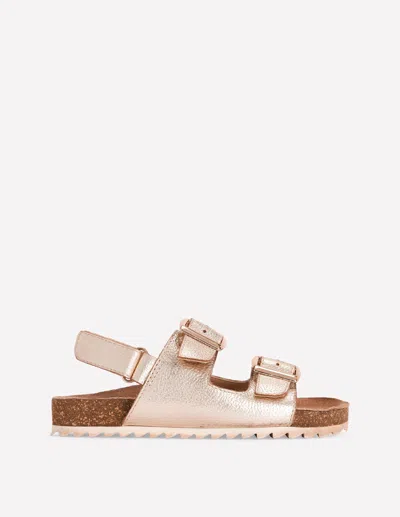 Boden Kids' Girls Metallic Double Strap Sandals | Size 36 In Silver