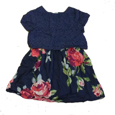 Boden Kids' Girls Navy Floral Dress In Black