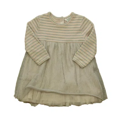 Pre-owned Boden Kids' Girls Pink Silver Stripe Dress In Neutral