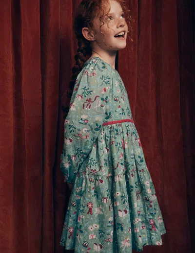 Boden Kids' Girls Posie Twirly Woven Dress In Green | Size 2-3 Years