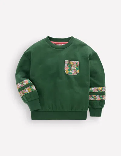 Boden Kids' Girls Relaxed Panel Sweatshirt In Green | Size 2-3 Years
