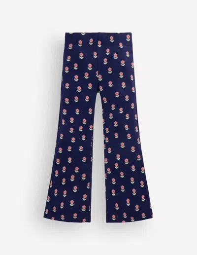 Boden Kids' Girls Ribbed Flared Leggings In Blue | Size 2-3 Years