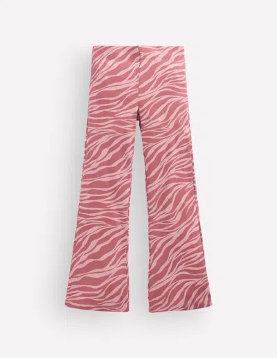 Boden Kids' Girls Ribbed Flared Leggings In Pink | Size 2-3 Years