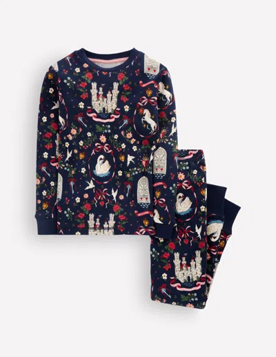 Boden Kids' Girls Snug Glow-in-the-dark Pyjamas In Blue | Size 2 Years In Multi