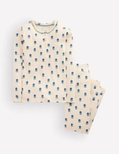 Boden Kids' Girls Snug Henley Pyjamas In White | Size 2 Years