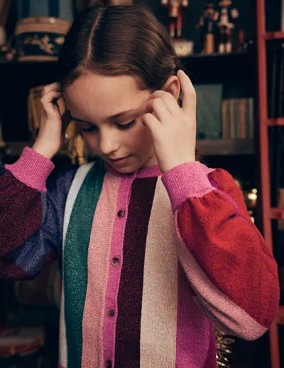 Boden Kids' Girls Sparkle Party Cardigan | Size 2-3 Years In Multi